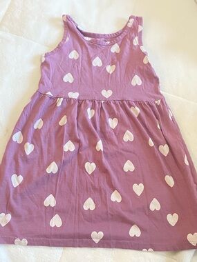 H&M cotton Lavender Heart Print Tank Dress girls size 3/4T